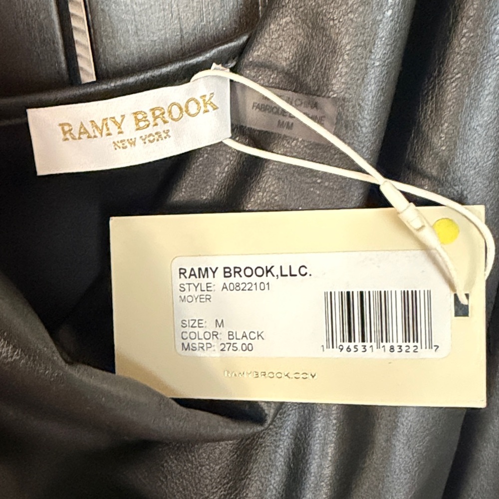 Ramy Brook Black Faux Leather Draped Cami - Picture 3 of 3